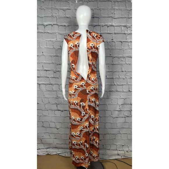 Vintage 70s Rose Marie Reid Womens Long Nylon Dress Cowl Neck Medium Retro - Picture 7 of 14